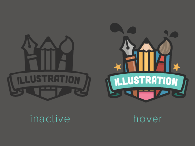 Illustration Badge badge brush design hover icon illustration illustrator inactive pen pencil splash star ui vector