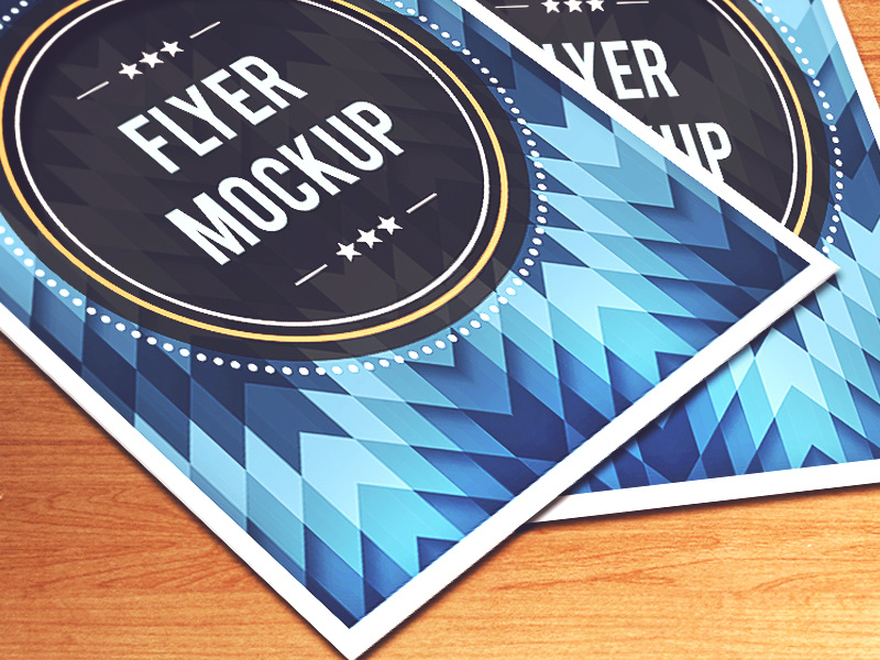 Flyer PSD Mockup flyer poster mockup psd flyer mockup wood badge pattern flyer template