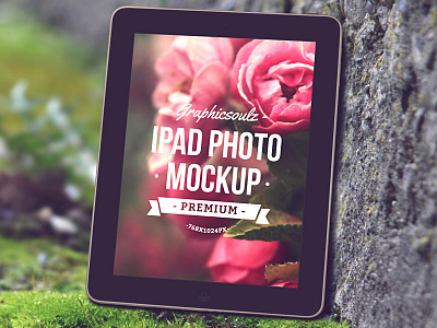 iPad Photo Mockup grass ipad ipad mockup ipad psd mockup psd psd mockup rock tablet wood