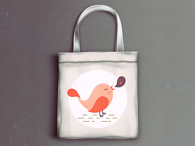 Tote Bag Mockup bag bag mockup bird heart illustration mockup psd straps texture tote