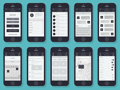 iPhone App Wireframe Kit by Graphicsoulz on Dribbble