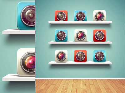 Shelves Mockup app icon bookshelf camera icon design metal shelf mockup psd shelf shelves vector shelf wood