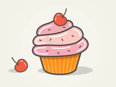 Cupcake cake cherry cupcake flat flat icons icon design icons vector