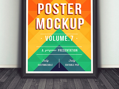 Premium PSD  Editable a3 paper poster display mockup psd on floor