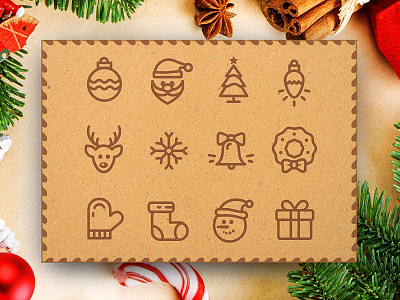Outline Christmas Icons – Vol.1 christmas christmas icons christmas stroke icons greeting card icons outline christmas icons santa stroke line icons