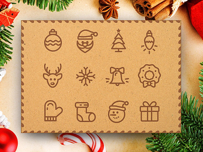 Outline Christmas Icons – Vol.1