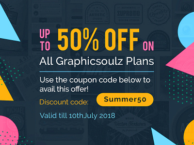 Huge Summer Discount 50 off badges big discount discount free freebies illustration logo resources summer discount textures