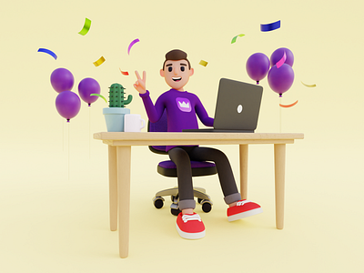 Celebration! 3d 3d modeling 3dart ballon blender3d cactus confetti design finance illustration laptop mac man mugs