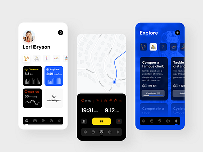 Shape - Fitness App activity app chart cycling daily ui design distance fitness flat ios iphone map mobile snowboard sport swimming ui ui ux walking widget