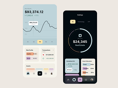 Net Worth App app banking business control holdings income investment ios management mobile pastel profit real estate report ui ux