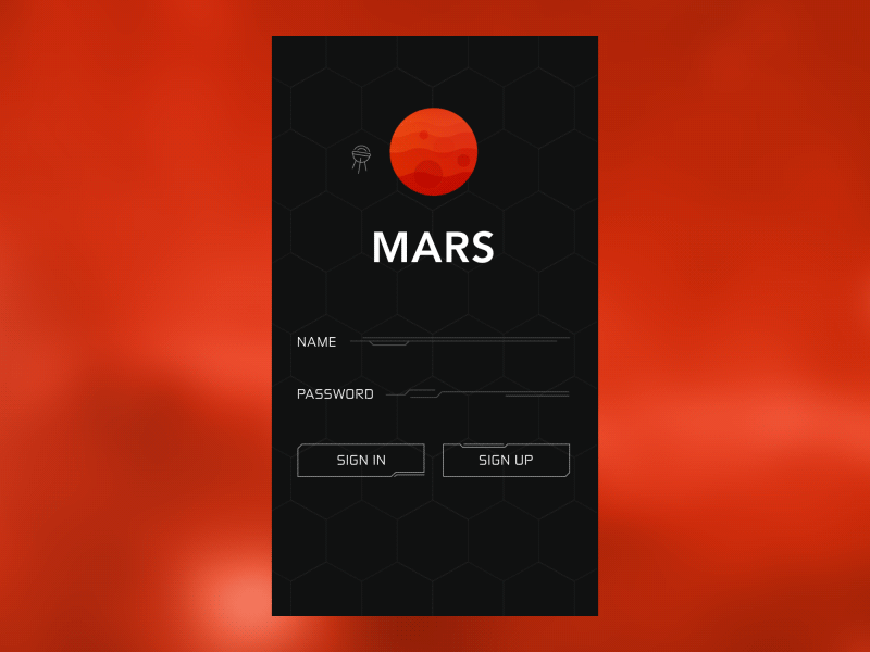 Sign in to Mars - Daily UI #1 001 1 daily ui dark fun mars orange planet signin space