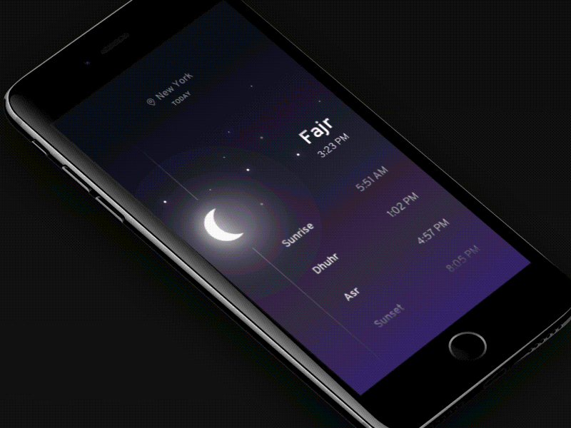Five - Prayer App animation asr dhuhr fajr isha islamic maghrib muslim prayer times ui weather