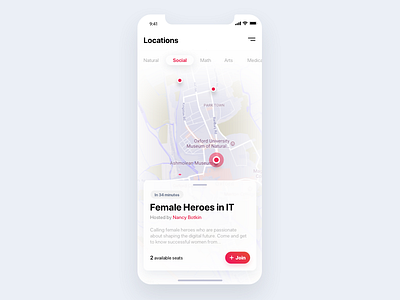 Student Group Tracker - Daily UI #20 arts daily ui female iphone x location oxford seats social student group tracker
