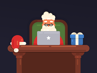 He's making a list chracter christmas desk flat gift holiday illustration macbook santa santa claus xmas