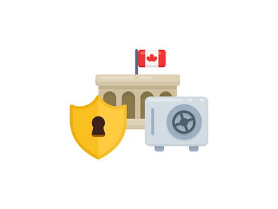 Bank level Security bank building canada firewall flag illustration institution investment key security vault