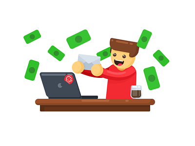 Welcome New Investor! brew cheer coffee desk dollar email illustration investor letter macbook stocks user welcome