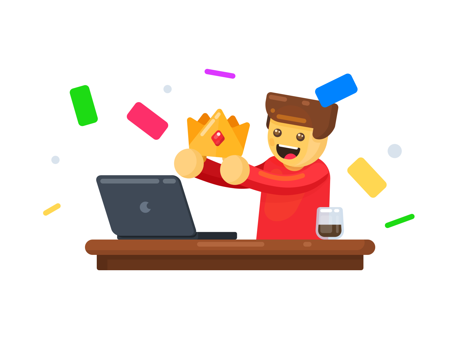 Welcome to Premium! brew celebration coffee confetti crown happy illustration investor macbook membership premium prime user