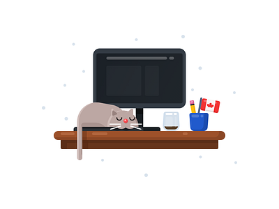 Long time no see! canada cat cat illustration cat kitten desk investor money monitor sleep