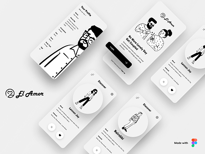El Amora -Dating App app app design black clean dashboard datingapp design homepage illustration illustrations logo love lovers match ui uidesign ux web website