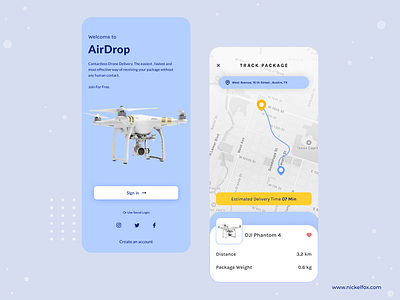 Airdrop - Drone Delivery App app branding clean color dashboard delivery delivery app design drone illustration ios logo management minimal splash status tracking typography web website