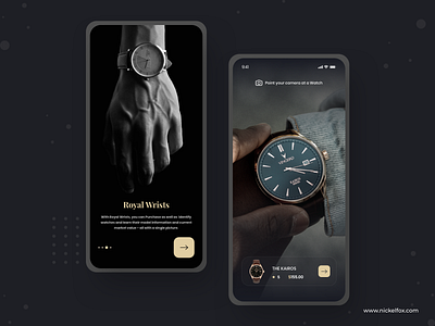 Royal Wrists app app design clean dark dashboard design ios logo minimal premium scanner shopping splash typogaphy typography uidesign watch web website wristwatch