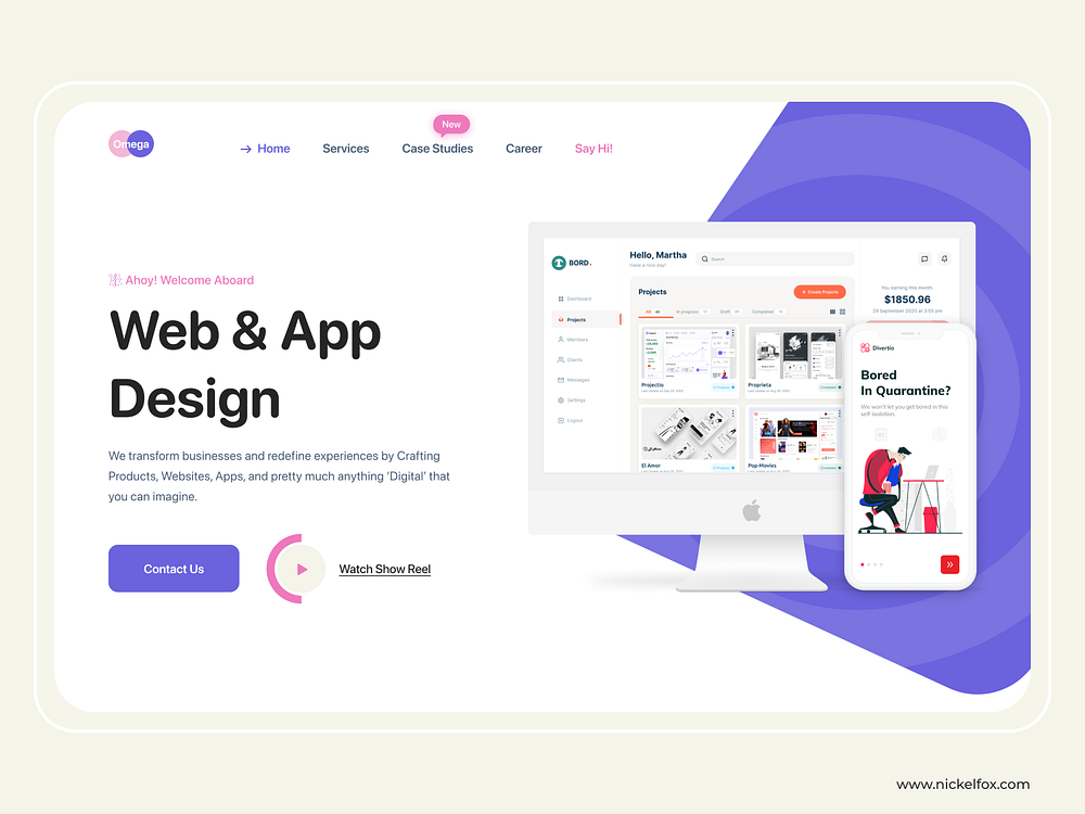Omega Hero Section Exploration by Piyush Kumar Singh for Nickelfox - UI ...