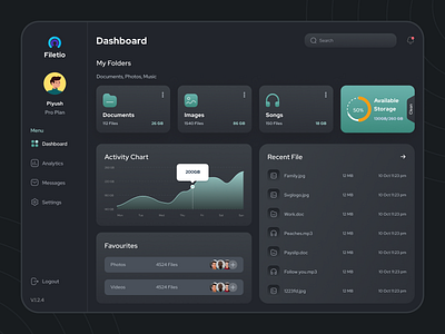 Filetio - Dashboard Dark Theme