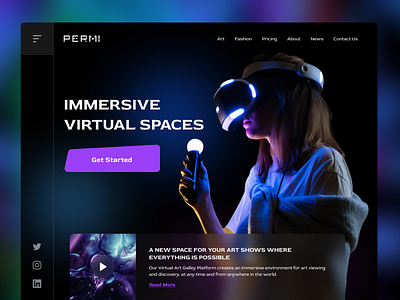 PERMI - VR Sales & Marketing Website app branding color dark design design studio gradient hero section interaction interface landing page minimal technology ui virtual reality vr web web marketing webpage website