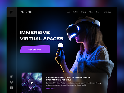 PERMI - VR Sales & Marketing Website app branding color dark design design studio gradient hero section interaction interface landing page minimal technology ui virtual reality vr web web marketing webpage website