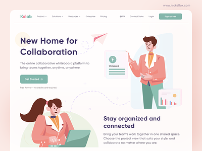 Kolab - Collaboration Website collaboration dashboard design home page illustration landing landing page logo product project management software strategy task management team work teams ui web web design website website design