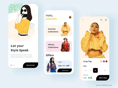 Women Fashion Store - Mobile Design app apparel application clothes clothing line concept e commerce e commerce app fashion interface mockup online shop outfits product shopping app style ui ux wardrobe women