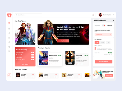 Pop-Movie Dashboard app cards clean colors dashboard design e commerce gradient icons logo minimal movie responsive sketch typography ui uidesign user experience ux web design