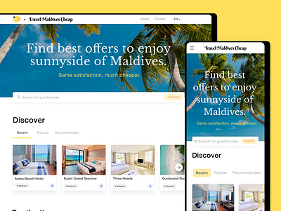 Travel Maldives branding figma maldives mobile mobile ui tourism tours travel typography ui ux web web design website