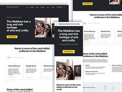 NCA Website UI Design art artist branding directory exhibition figma maldives mobile mobile ui ui uidesign ux webdesign website