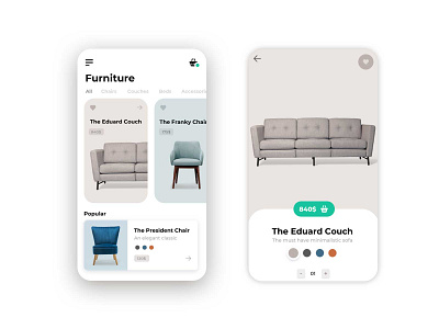 Furniture Shop app beige chair couch furniture furnitureshop minimalistic mobile app mobile app design mobile application mobile design mobile ui pastel shop