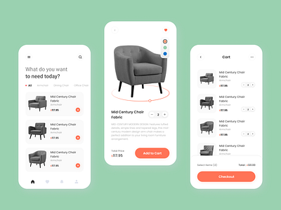 Furniture Ecommerce Store app app design art clean creative dailyui design figma flat furniture app graphic design icon illustration logo mobile modern app ui ux vector