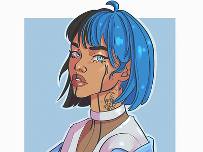 Blue and Black art characterdesign digitalart drawing illustration