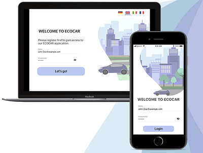 Ecocar landing page app appdesign design flat flatdesign ui uidesign uiux ux uxdesigns