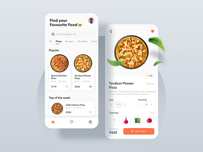 Pizza App Design design graphic design illustration pizza pizzaapp ui uidesign