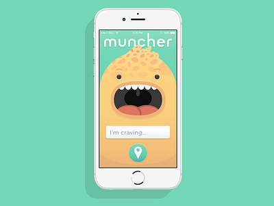 Muncher App app application design food illustration ios iphone location mobile ui user interface