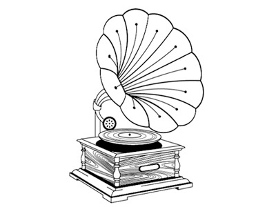Gramophone black gramophone illustration lines recorder retro vintage vinyl wood