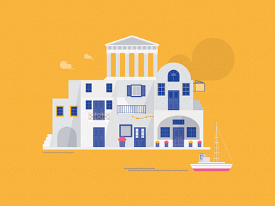 Greece - Places in the world buildings colourful composition design greece illustration places vector