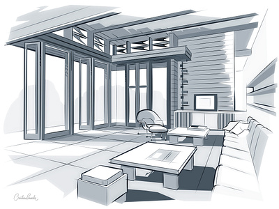 Interior Sketch concept art illustration