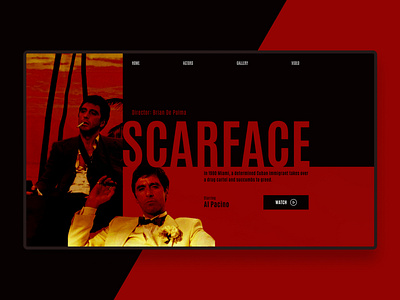 SCARFACE (Shot for Practice) black design homepage homepage design homescreen interface interfacedesign practice red scarface shot web web design webdesign