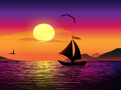 Sunset design illustraion illustration art vector