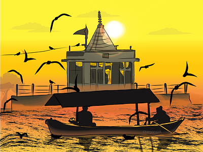 Gwarighat Sunset branding design flat graphicdesign illustration illustration art minimal ui vector website