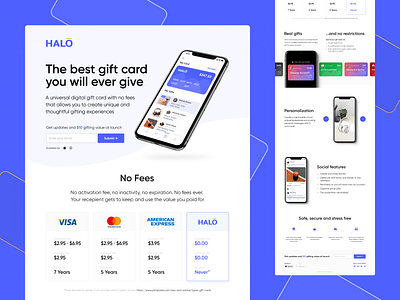 Halo · Tech startup app bussines clean design figma gift gift card landing page start up ui ux web web design