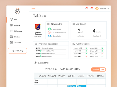 WIP Dashboard student profile dashboard grid interface management navigation school ui ux webapp widget