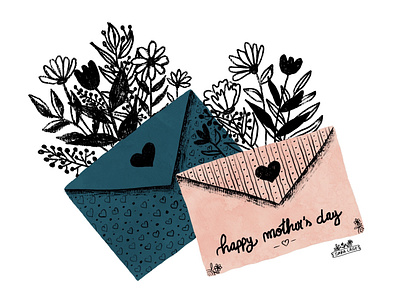 Happy Mother's day illustration art bespoke flower illustration flowers hand drawn handmade happy mothers days illustration illustrator ink inking leaves mother