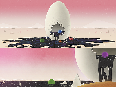 Discovery Pt. 1 concept egg goo illustration landscape space styleframe wip